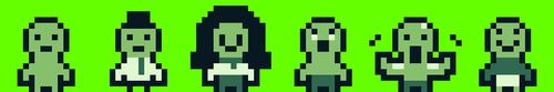 Blob pixel art people made better by tweaking a few pixels, for example by removing the inner neck outline.